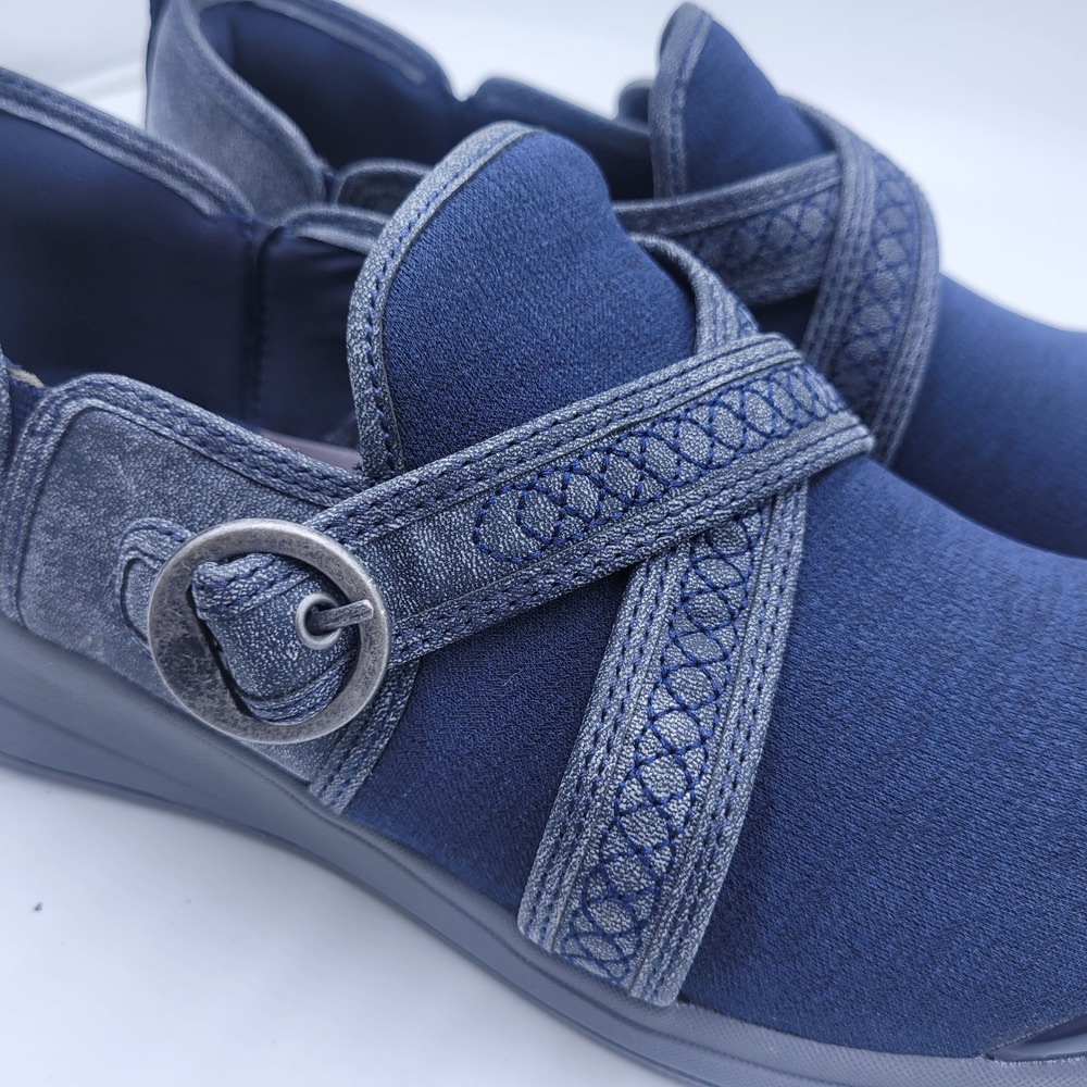 Bzees Navy Blue Slip-On Sneakers with Buckle Detail - Picture 6 of 10
